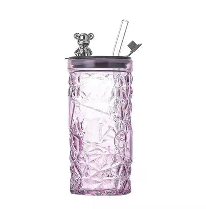 كوب ماء زجاجي بتصميم دب لطيف – Bear Glass Water Cup